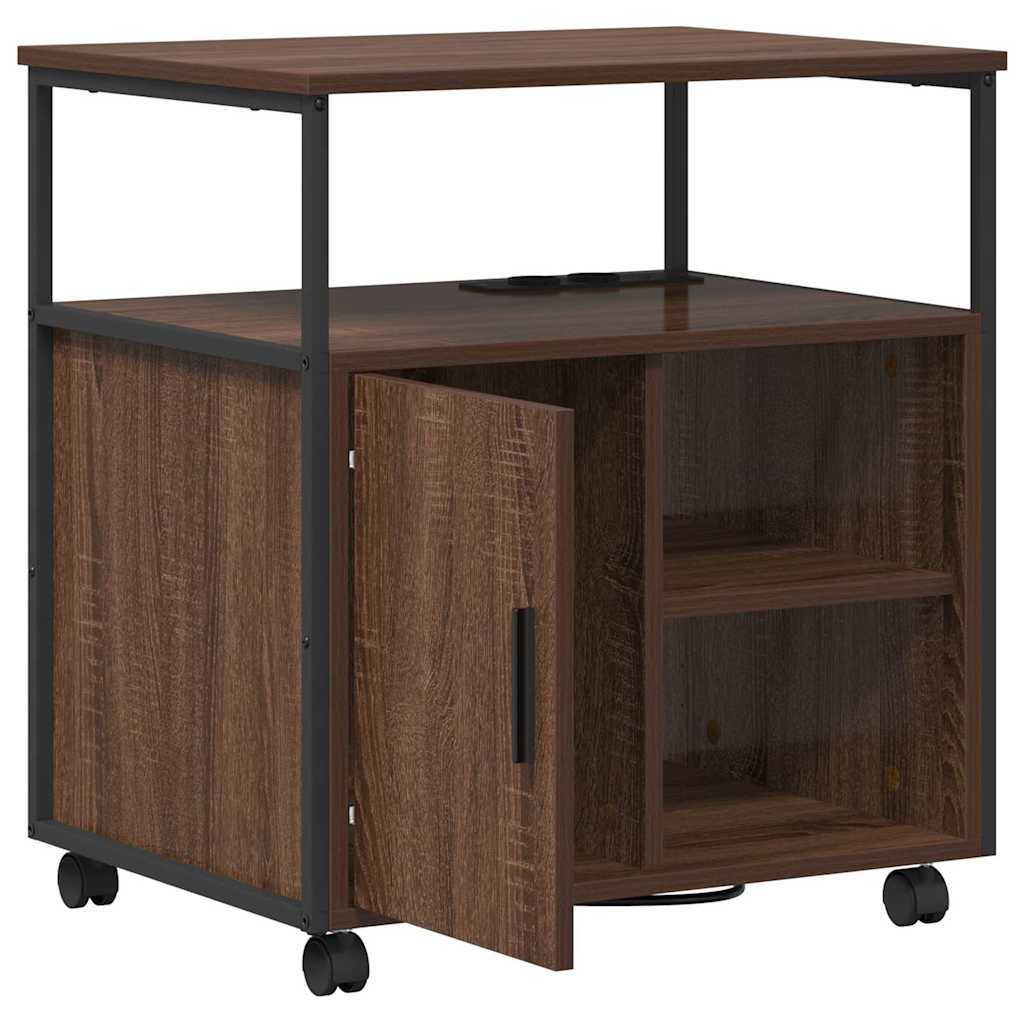 Cabinet de Bureau avec roue Chêne marron 61 x 46 x 67 cm