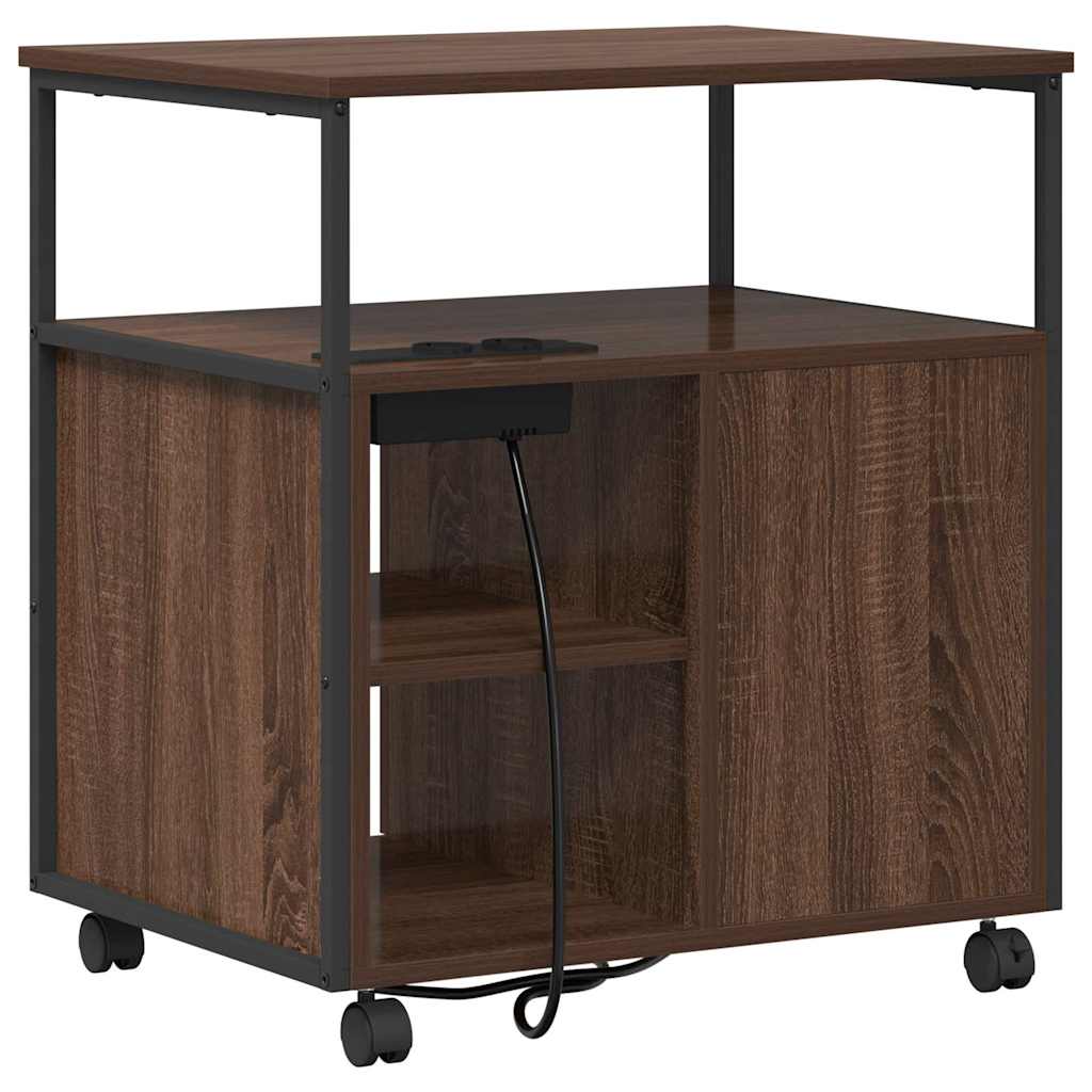 Cabinet de Bureau avec roue Chêne marron 61 x 46 x 67 cm