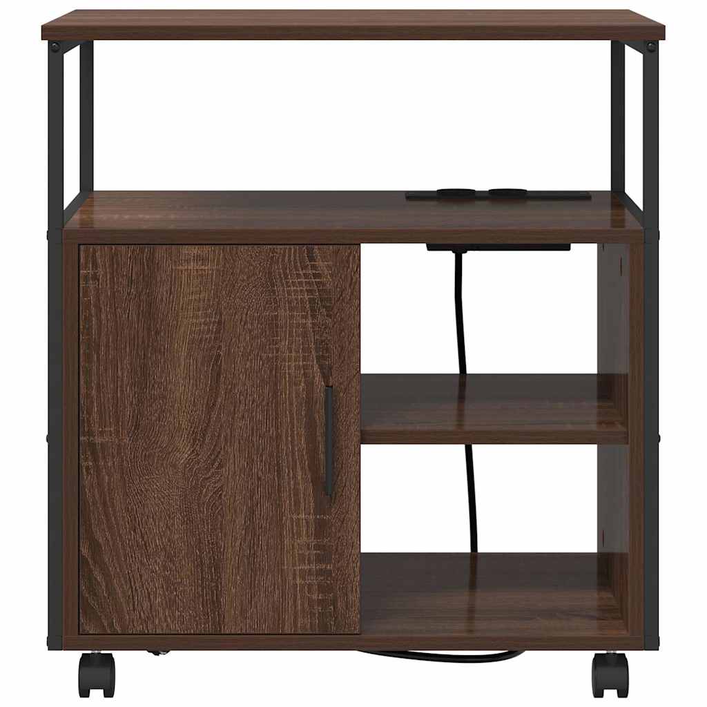 Cabinet de Bureau avec roue Chêne marron 61 x 46 x 67 cm