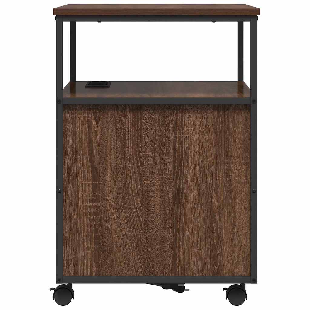 Cabinet de Bureau avec roue Chêne marron 61 x 46 x 67 cm
