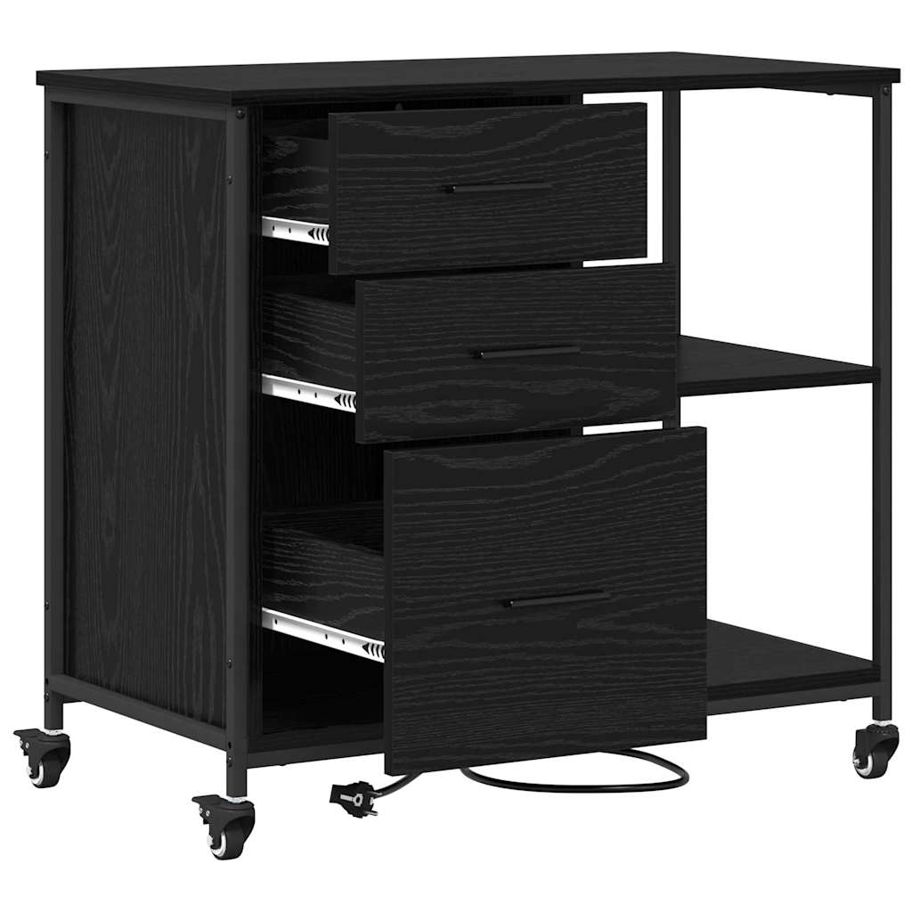 Cabinet de Bureau Chêne noir 76 x 41 x 72 cm Bois d'ingénierie