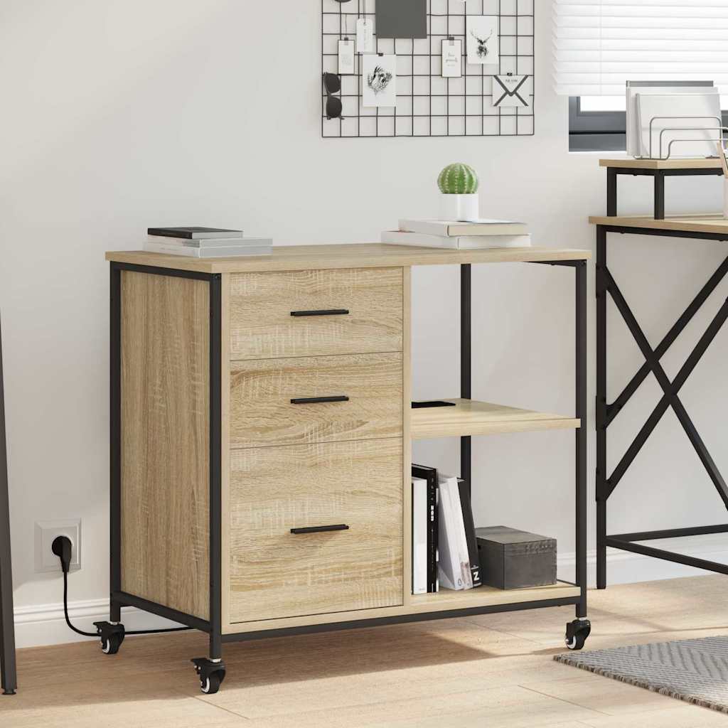 Cabinet de Bureau avec roue Chêne sonoma 76 x 41 x 72 cm
