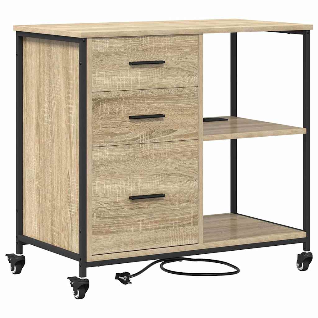 Cabinet de Bureau avec roue Chêne sonoma 76 x 41 x 72 cm