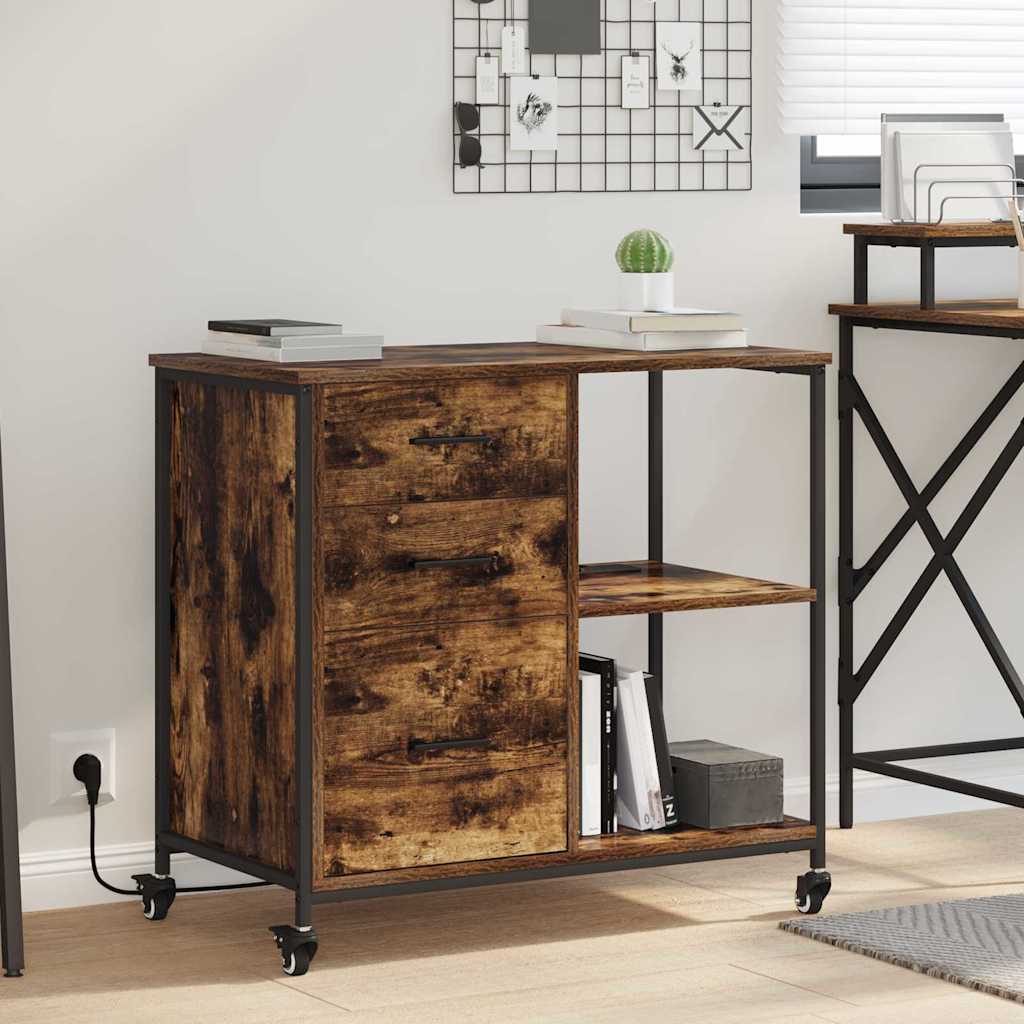Cabinet de Bureau Chêne fumé 76 x 41 x 72 cm Bois d'ingénierie