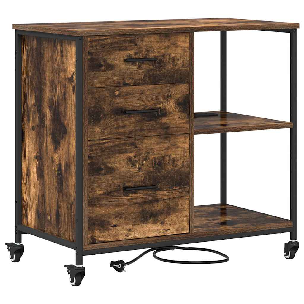 Cabinet de Bureau Chêne fumé 76 x 41 x 72 cm Bois d'ingénierie
