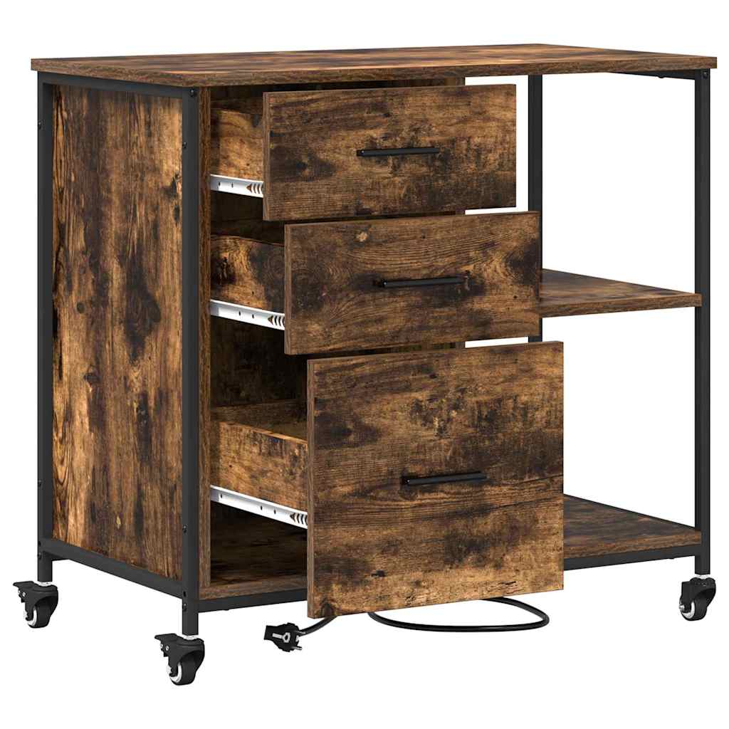 Cabinet de Bureau Chêne fumé 76 x 41 x 72 cm Bois d'ingénierie