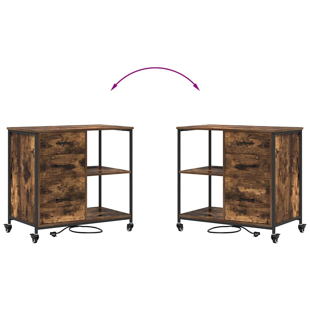Cabinet de Bureau Chêne fumé 76 x 41 x 72 cm Bois d'ingénierie