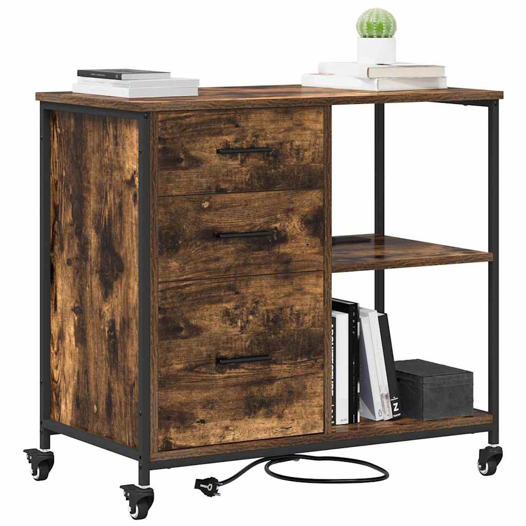 Cabinet de Bureau Chêne fumé 76 x 41 x 72 cm Bois d'ingénierie