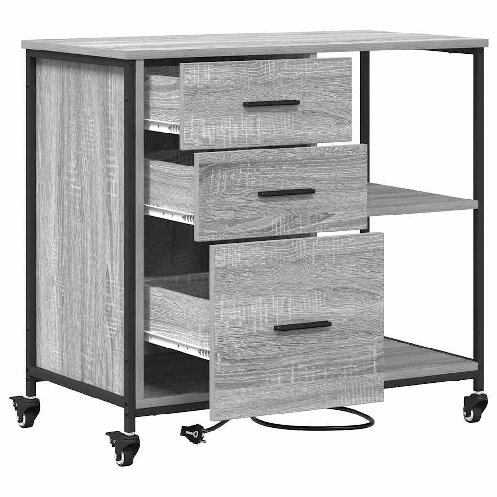 Cabinet de Bureau Sonoma gris 76 x 41 x 72 cm Bois d'ingénierie