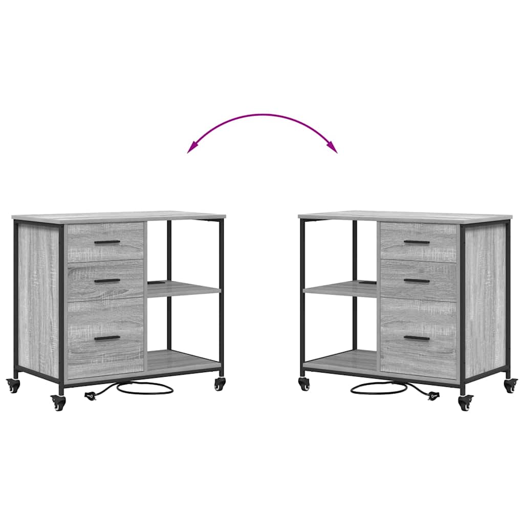 Cabinet de Bureau Sonoma gris 76 x 41 x 72 cm Bois d'ingénierie