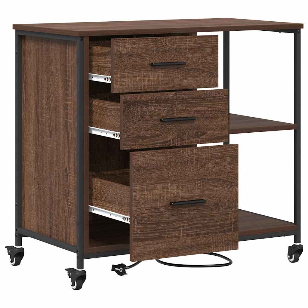 Cabinet de Bureau avec roue Chêne marron 76 x 41 x 72 cm - XIOS