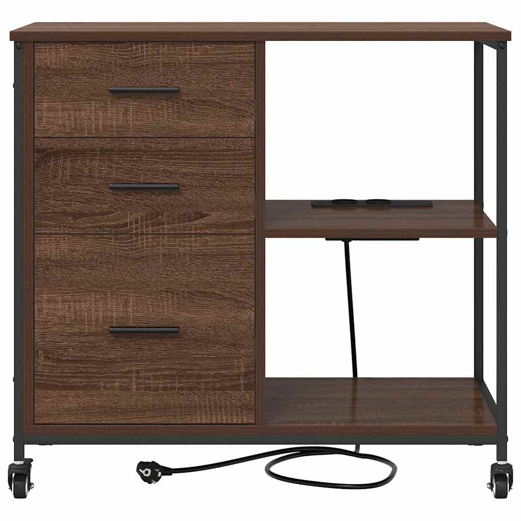 Cabinet de Bureau avec roue Chêne marron 76 x 41 x 72 cm - XIOS