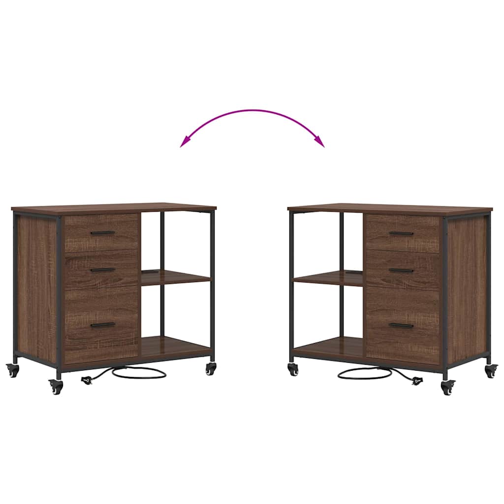 Cabinet de Bureau avec roue Chêne marron 76 x 41 x 72 cm - XIOS