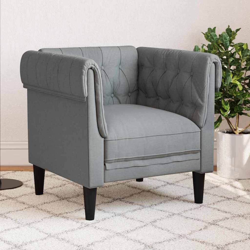 Fauteuil Chesterfield Gris clair 78.5 x 74.5 x 74.5 cm tissu - XIOS