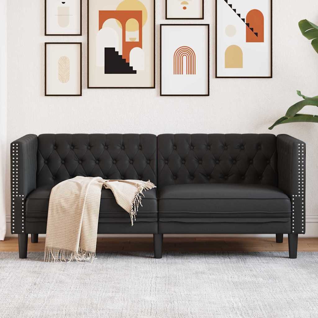 Canapé Chesterfield Argyle Noir 174 x 74.5 x 70.5 cm Faux cuir - XIOS