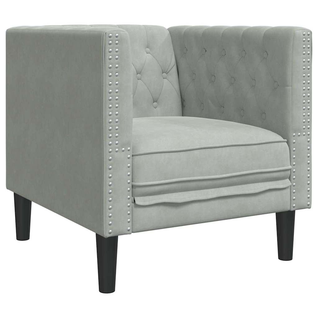 Fauteuil Chesterfield Gris clair 71 x 74.5 x 70.5 cm Velours - XIOS