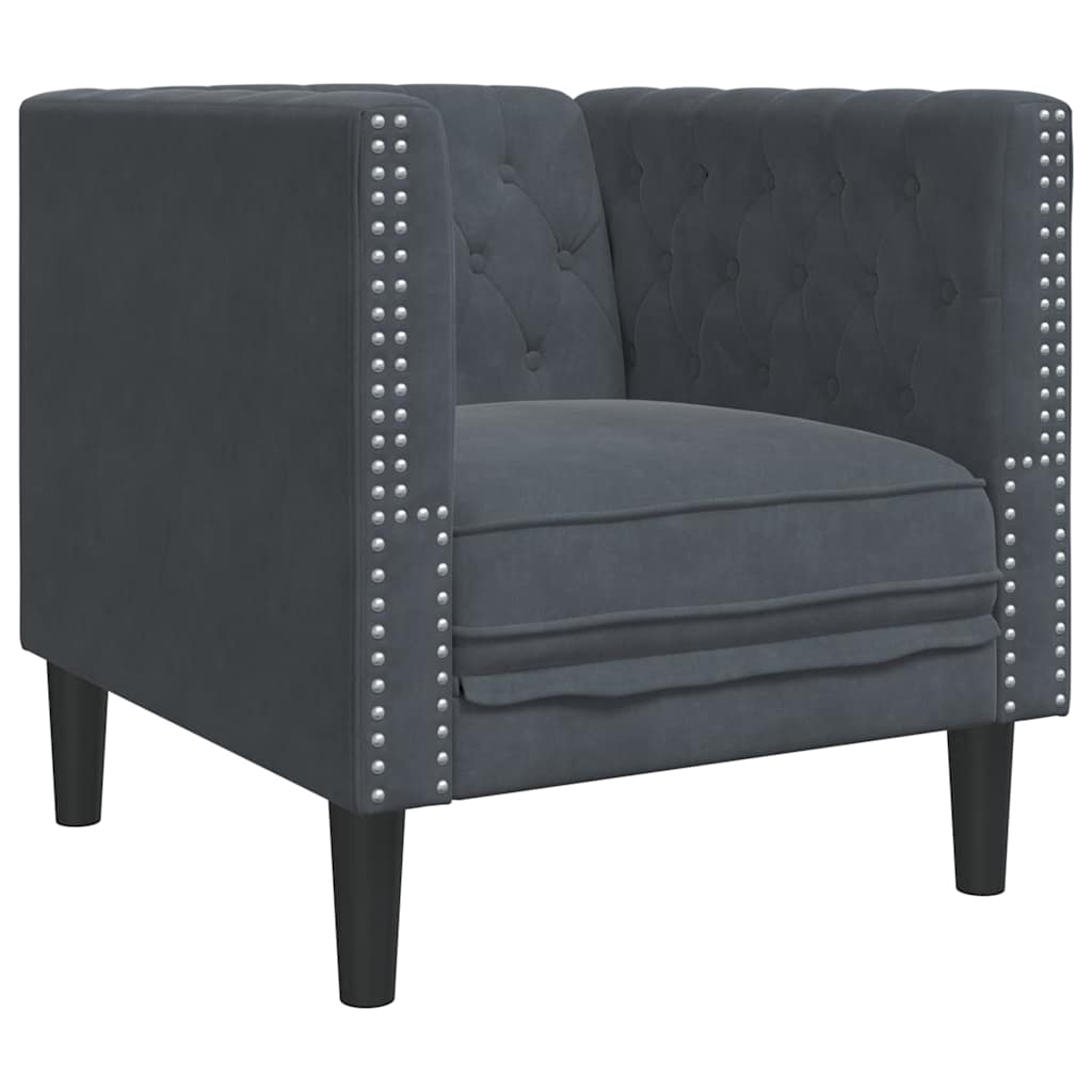 Fauteuil Chesterfield Gris foncé 71 x 74.5 x 70.5 cm Velours - XIOS