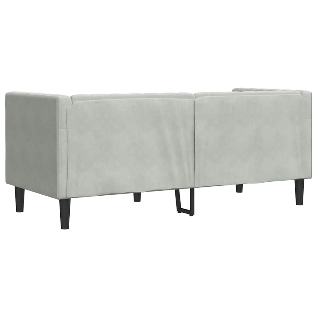 Canapé Chesterfield Gris clair 174 x 74.5 x 70.5 cm Velours - XIOS