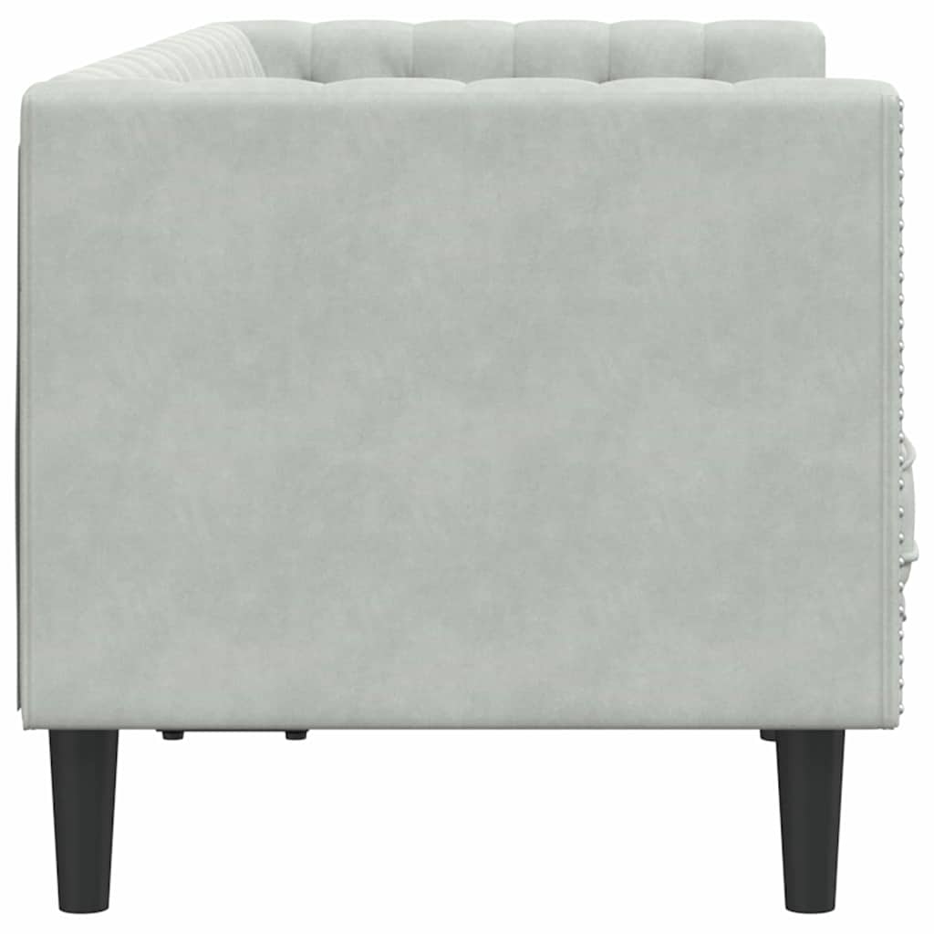 Canapé Chesterfield Gris clair 174 x 74.5 x 70.5 cm Velours - XIOS