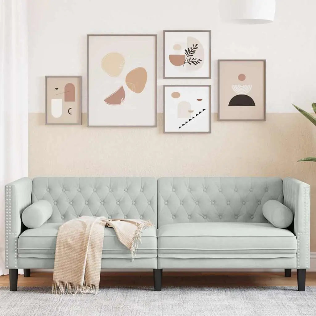 Canapé Gris clair 194 x 74,5 x 70,5 cm Velours - XIOS