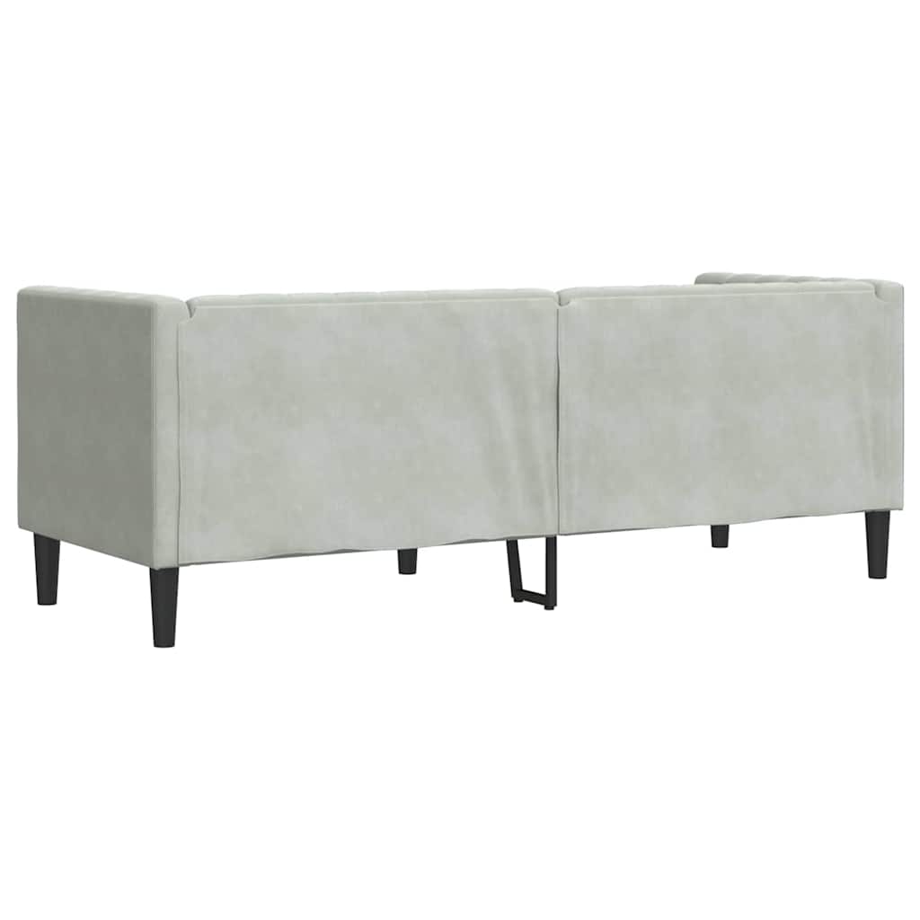 Canapé Chesterfield Gris clair 194 x 74.5 x 70.5 cm Velours - XIOS