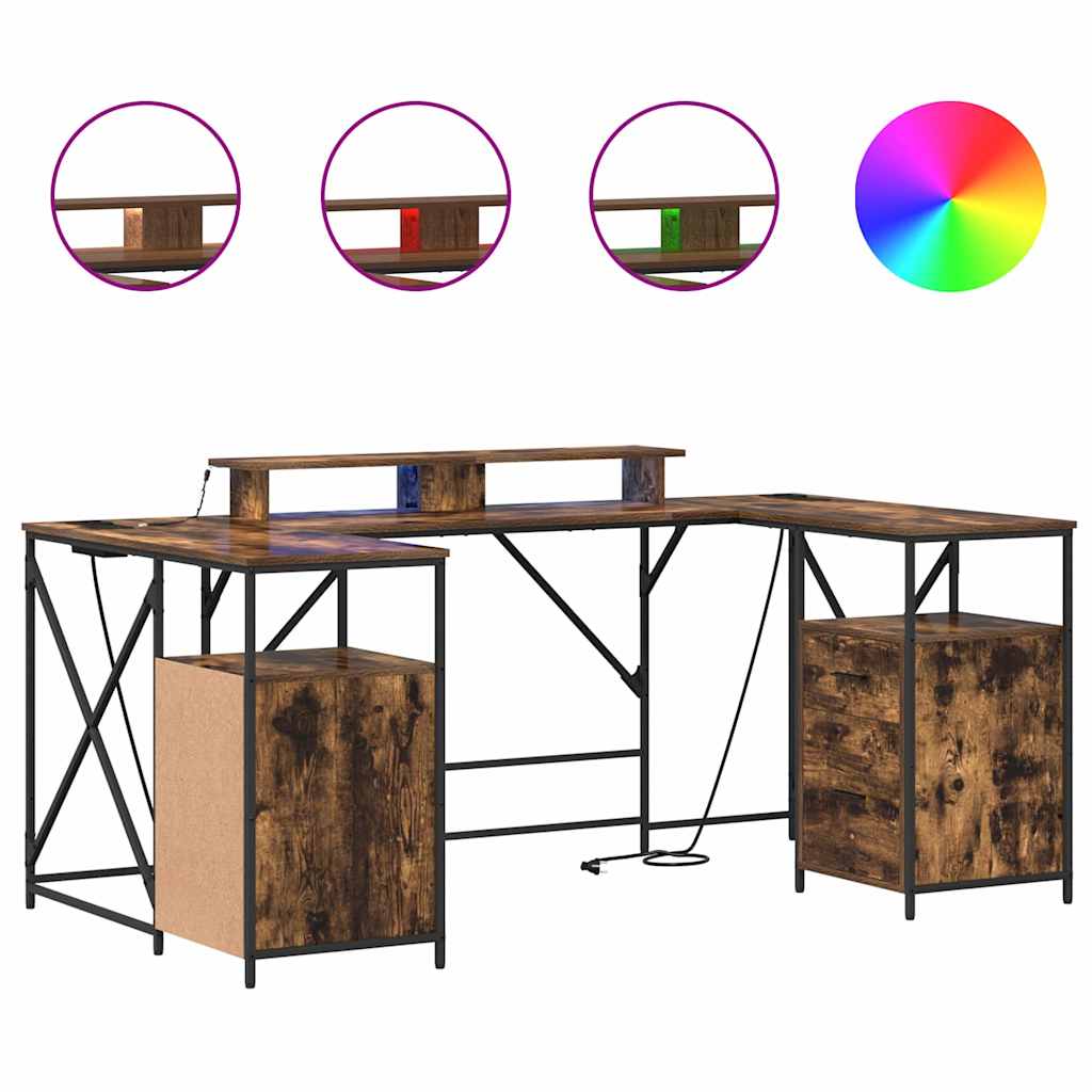 Bureau Chêne fumé 182 x 101 x 87.5 cm Bois d'ingénierie - XIOS