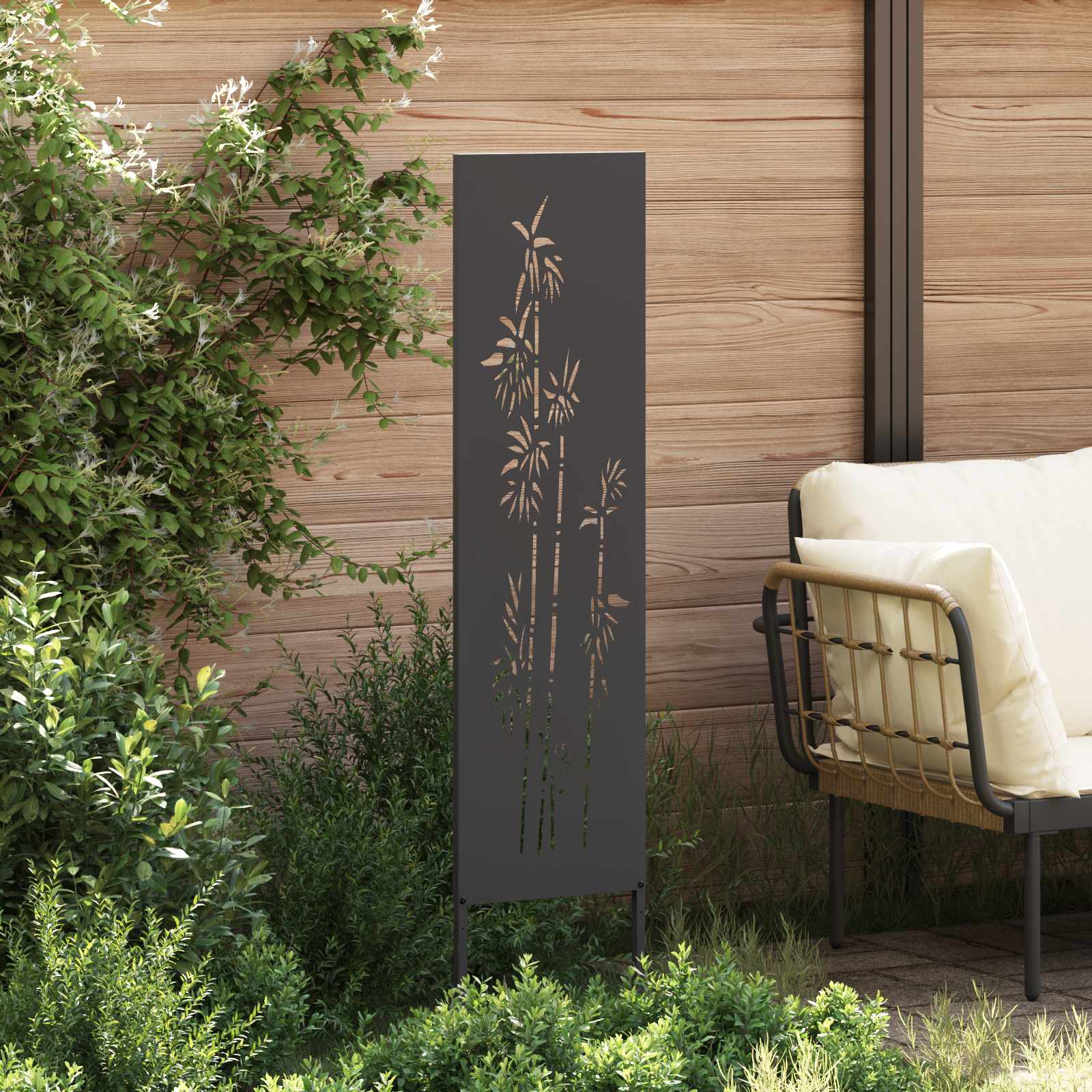 Écran de confidentialité de jardin Floral Noir 32 x 140 cm
