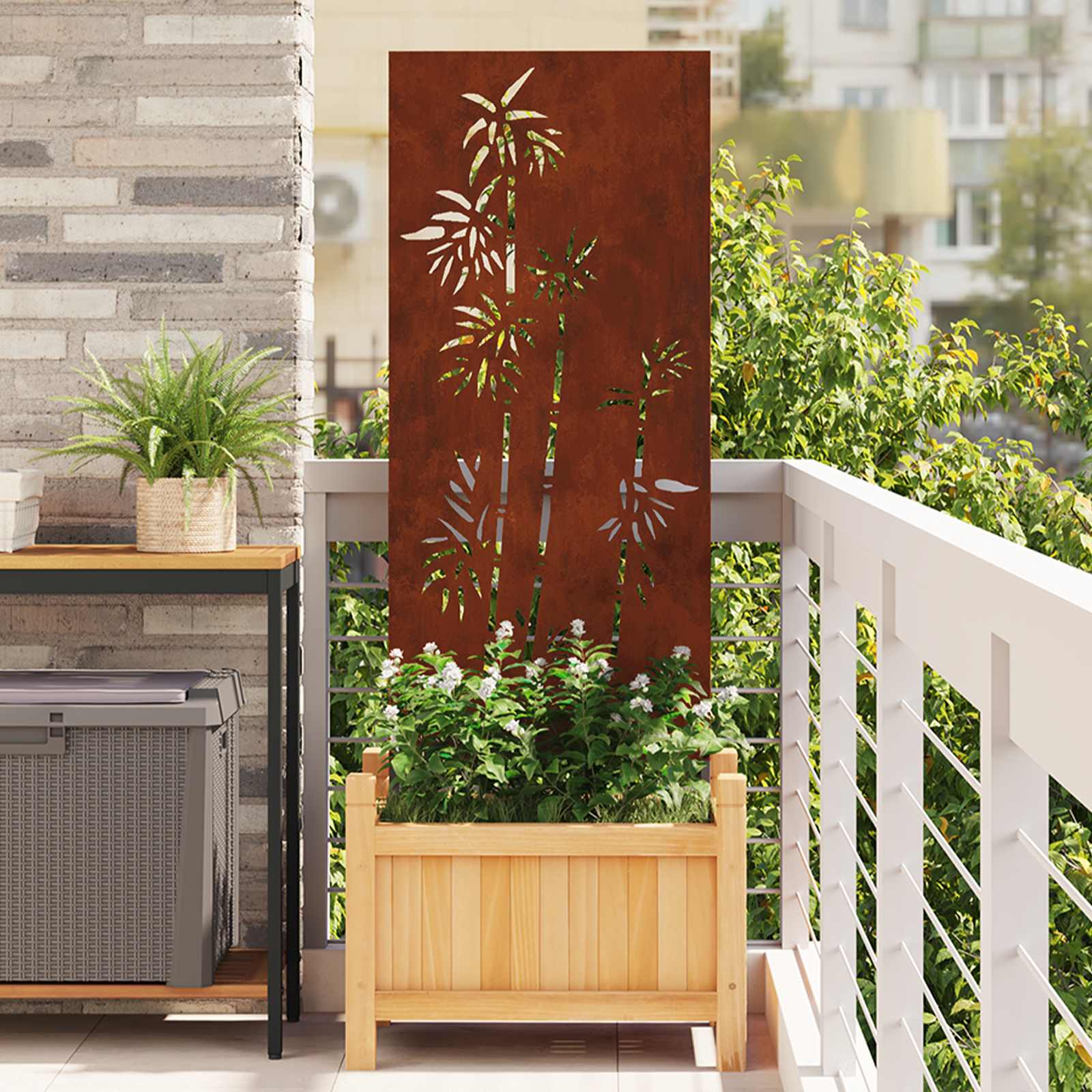Écran de confidentialité de jardin Floral Rouillé 50 x 140 cm - XIOS