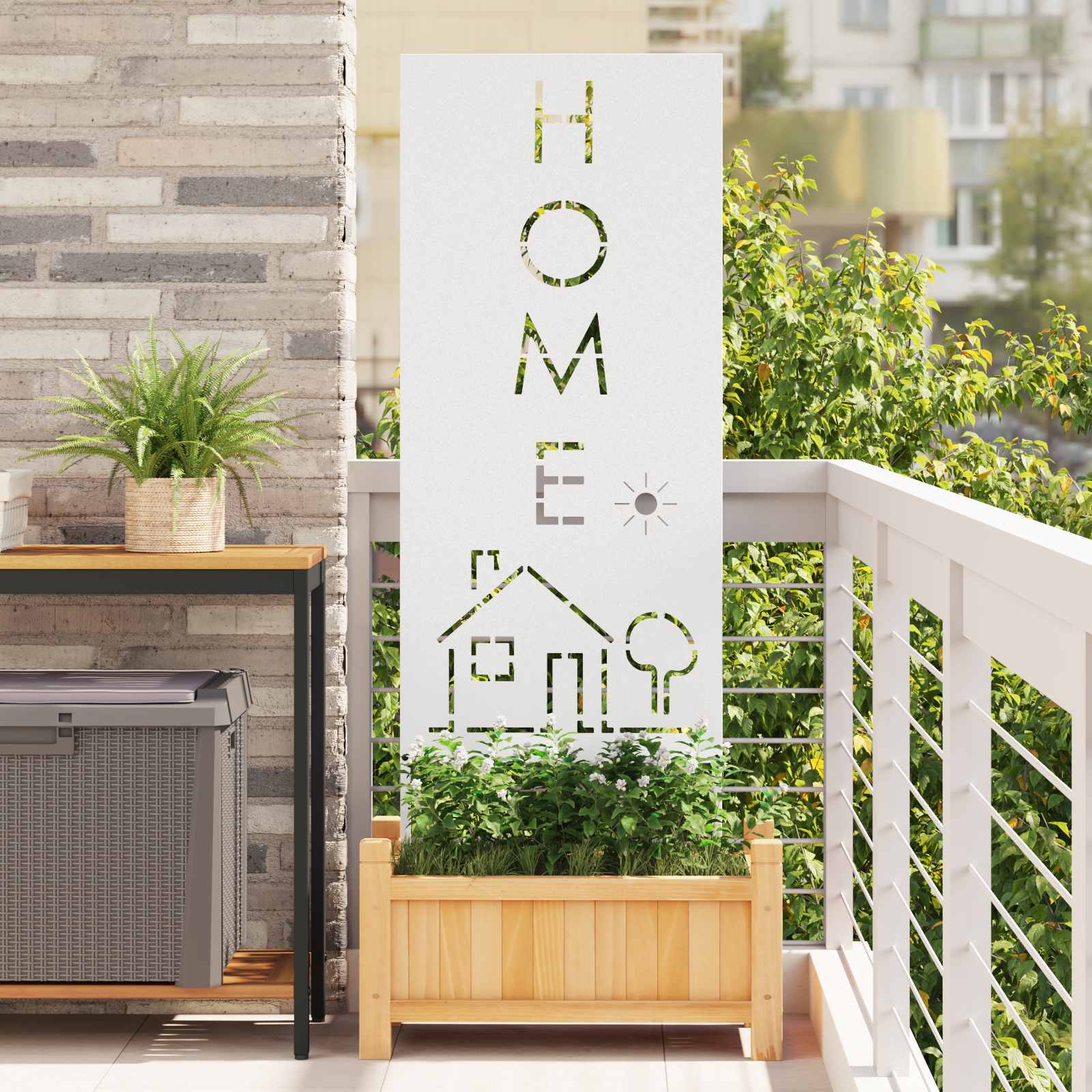 Écran de confidentialité de jardin Fretwork Blanc 50 x 140 cm - XIOS