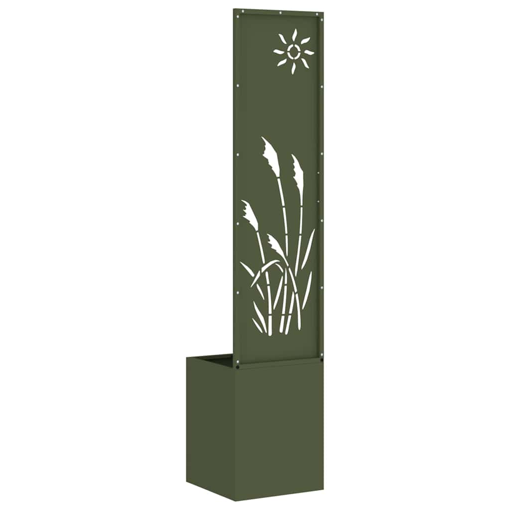 Jardinier avec Panneau Décoratif Vert olive 32 x 140 cm - XIOS