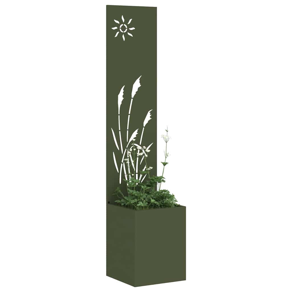 Jardinier avec Panneau Décoratif Vert olive 32 x 140 cm - XIOS