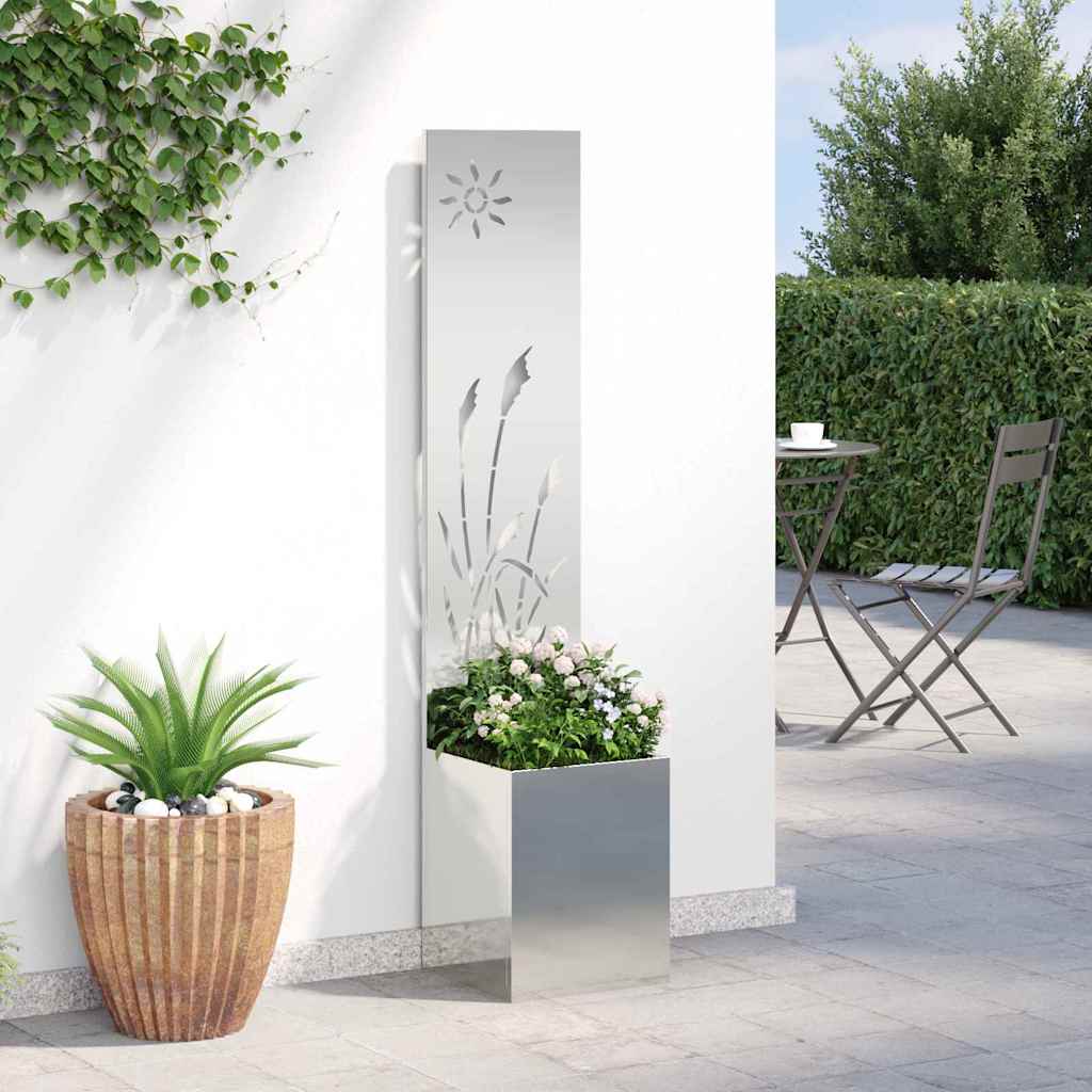 Jardinier avec Panneau Décoratif Argent 32 x 140 cm - XIOS