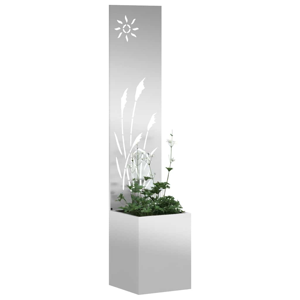 Jardinier avec Panneau Décoratif Argent 32 x 140 cm - XIOS
