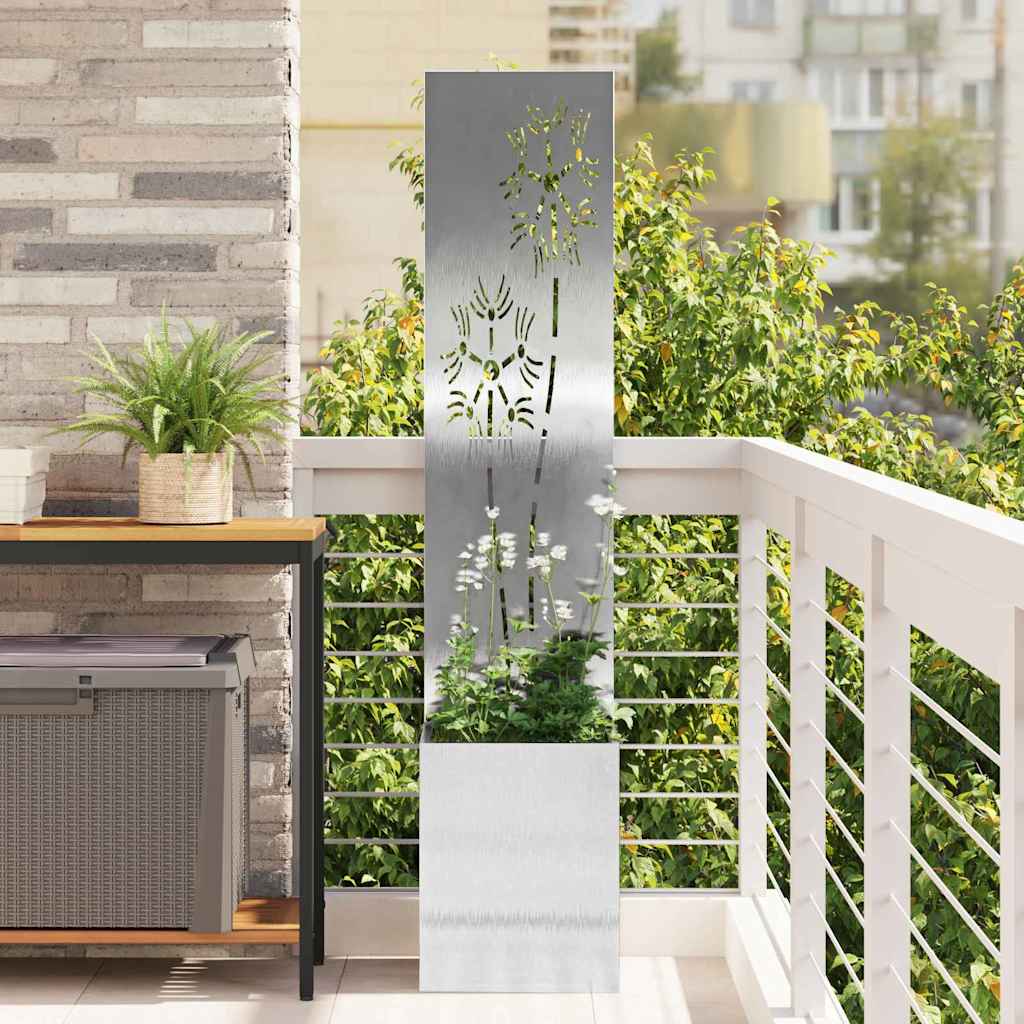 Jardinier avec Panneau Décoratif Argent 32 x 140 cm - XIOS