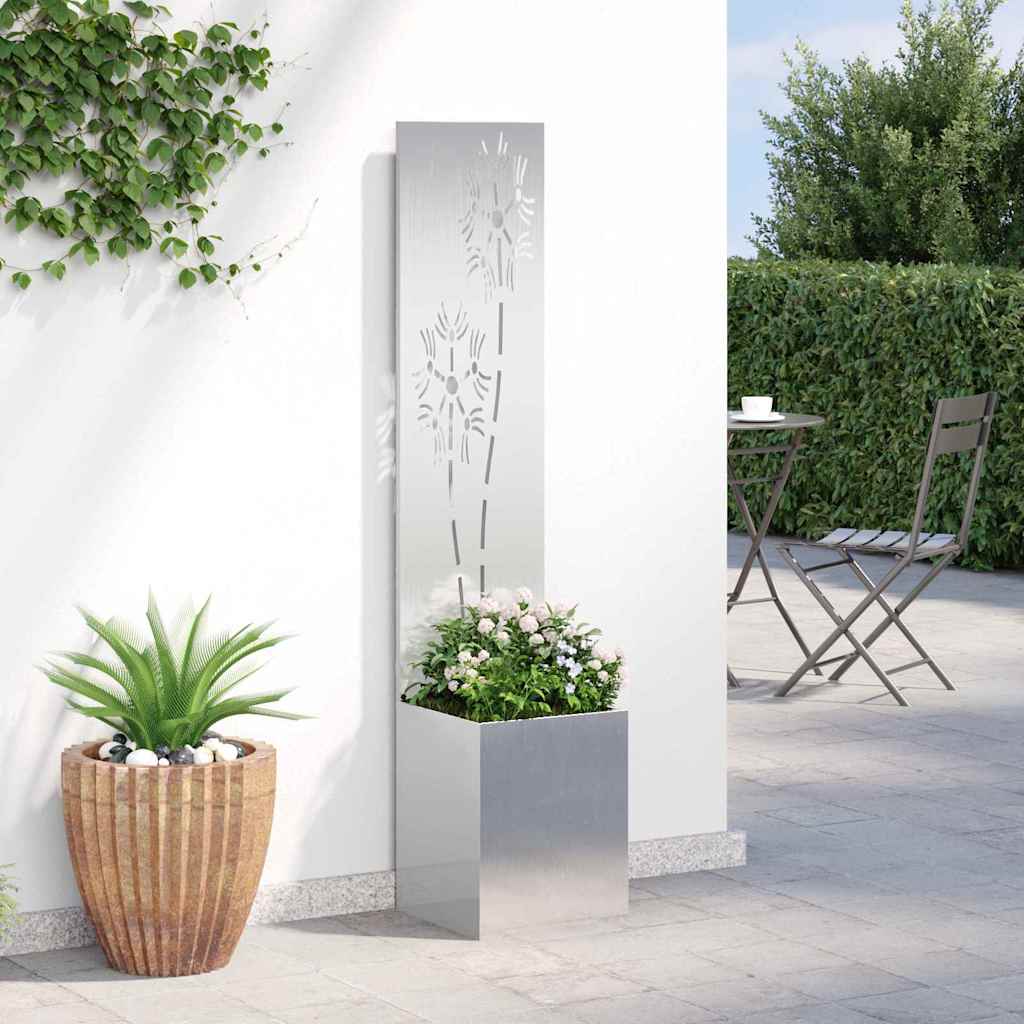 Jardinier avec Panneau Décoratif Argent 32 x 140 cm - XIOS