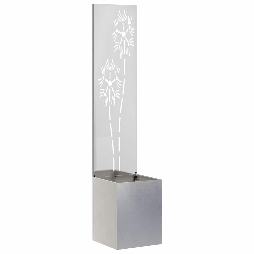 Jardinier avec Panneau Décoratif Argent 32 x 140 cm - XIOS