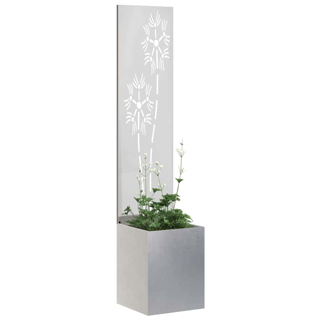 Jardinier avec Panneau Décoratif Argent 32 x 140 cm - XIOS
