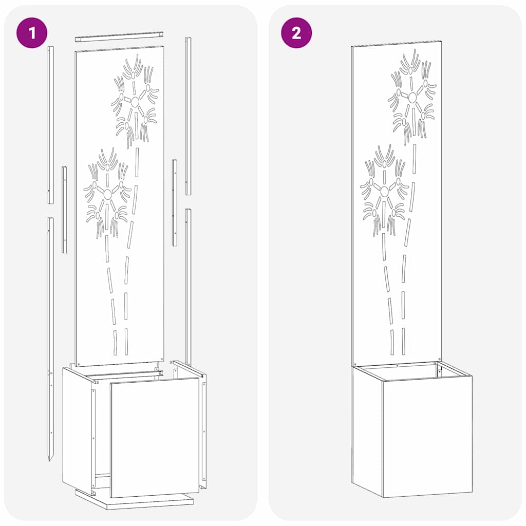 Jardinier avec Panneau Décoratif Argent 32 x 140 cm - XIOS
