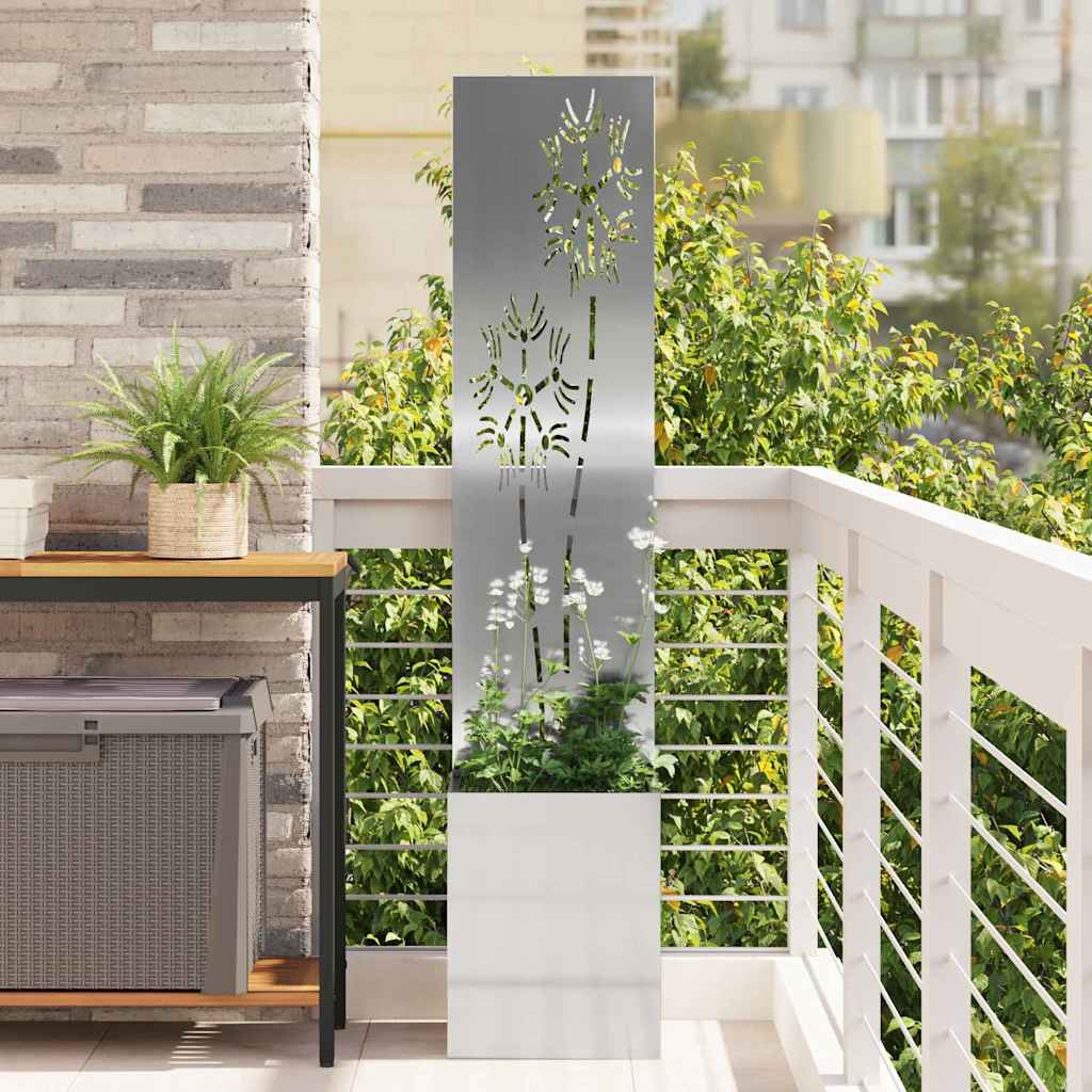 Jardinier avec Panneau Décoratif Argent 32 x 140 cm - XIOS