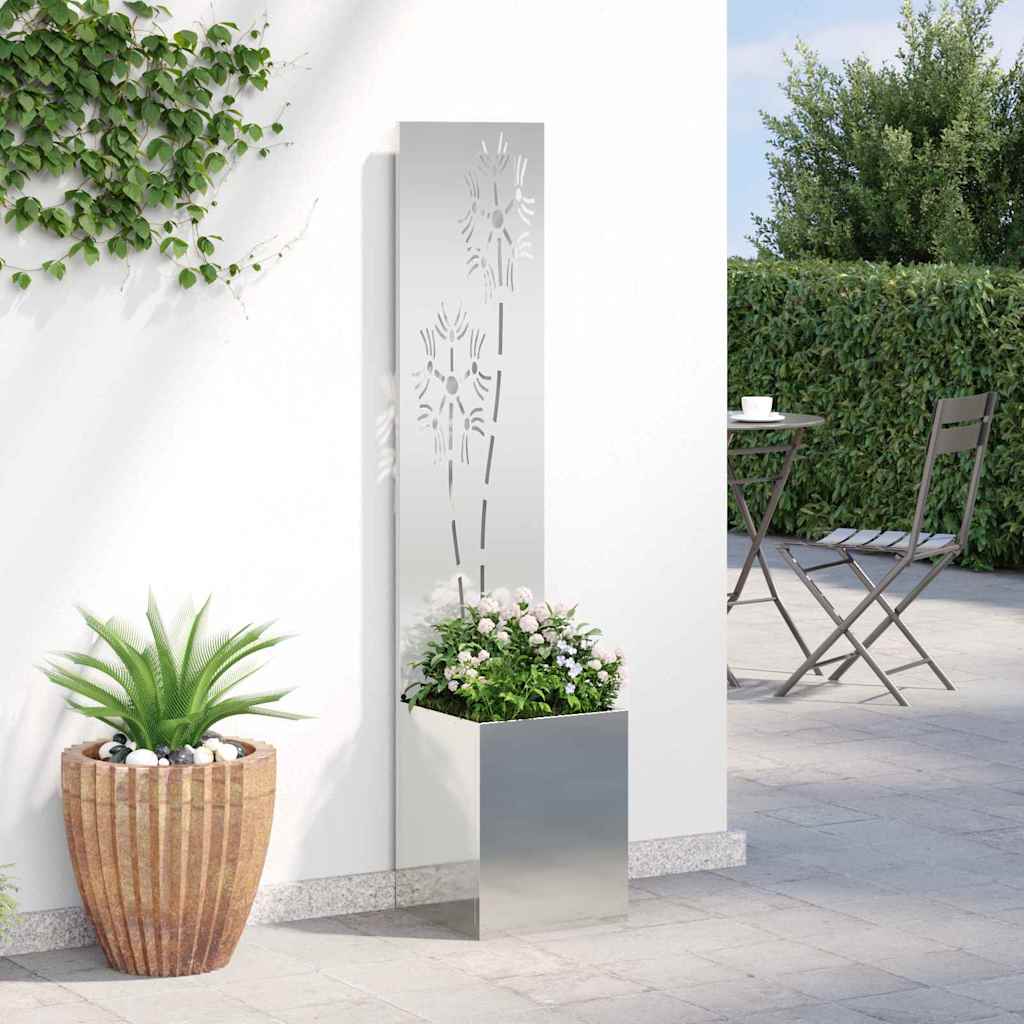 Jardinier avec Panneau Décoratif Argent 32 x 140 cm - XIOS