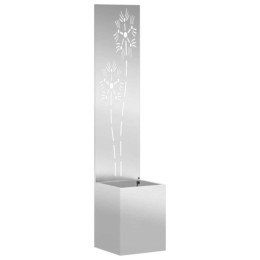 Jardinier avec Panneau Décoratif Argent 32 x 140 cm - XIOS