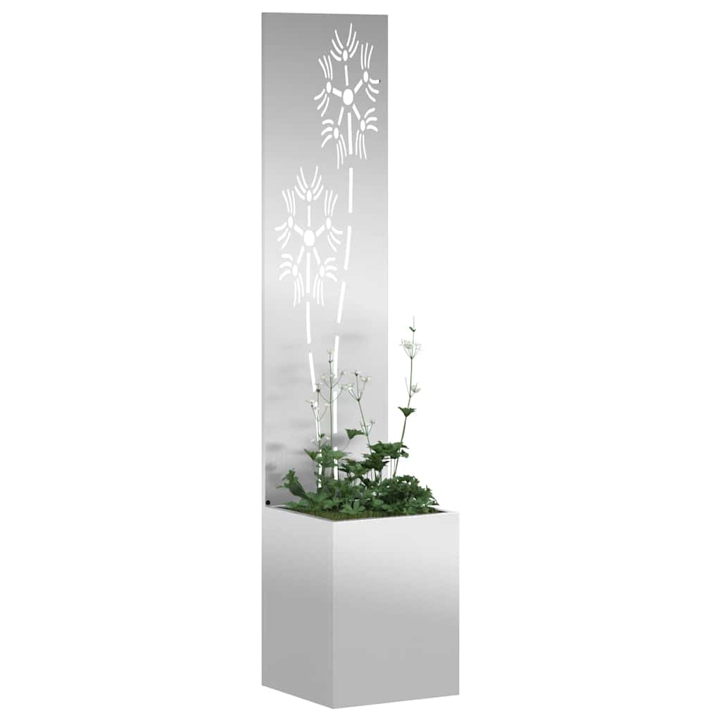 Jardinier avec Panneau Décoratif Argent 32 x 140 cm - XIOS