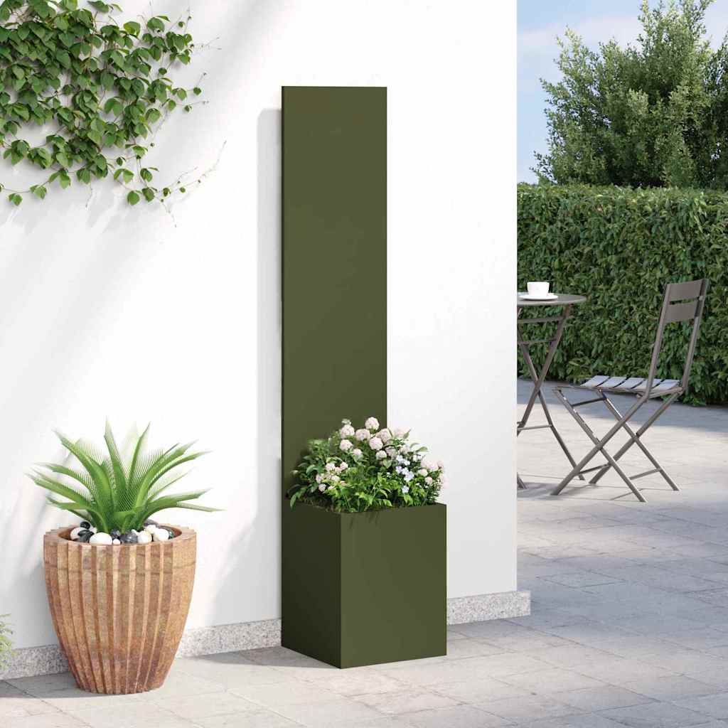 Jardinier avec Panneau Décoratif Vert olive 32 x 140 cm - XIOS
