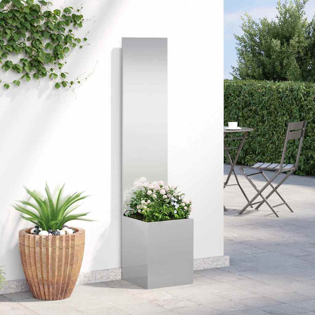 Jardinier avec Panneau Décoratif Argent 32 x 140 cm - XIOS