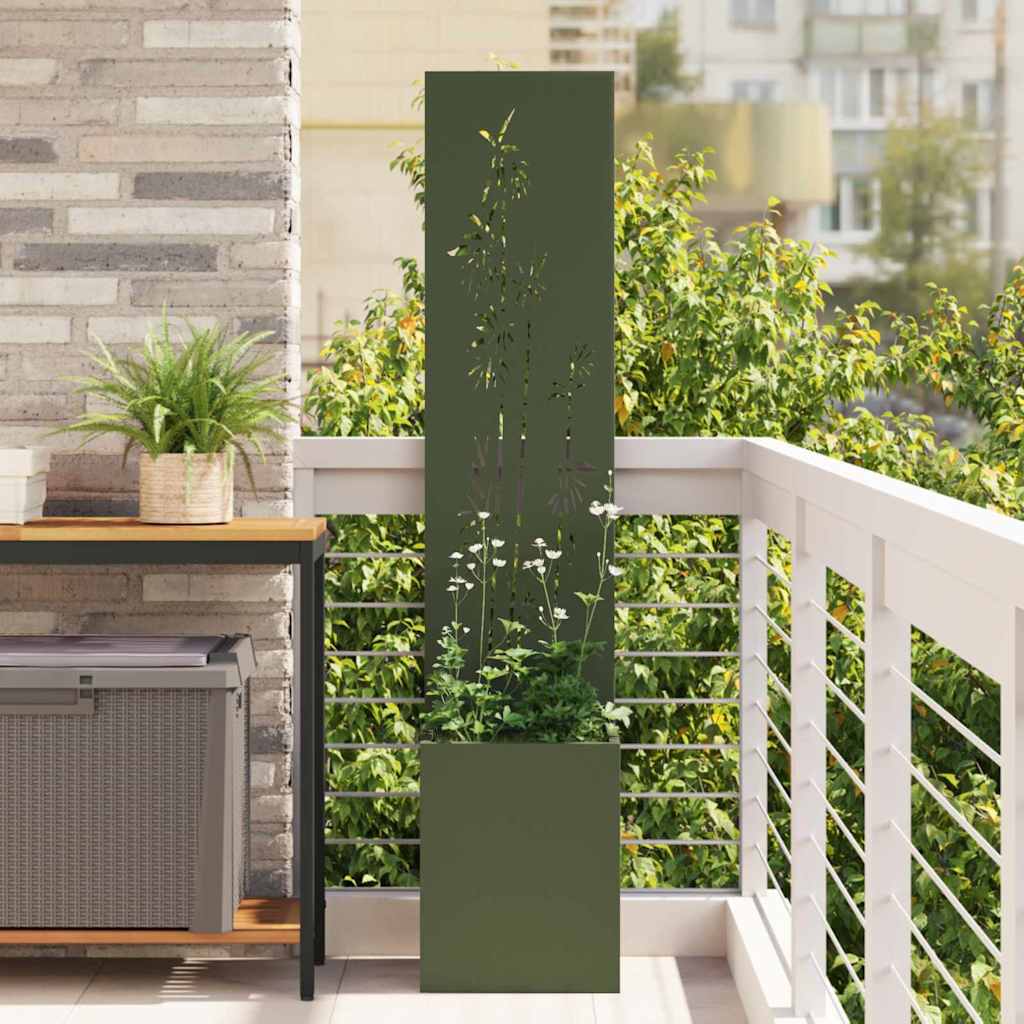 Jardinier avec Panneau Décoratif Vert olive 32 x 140 cm - XIOS