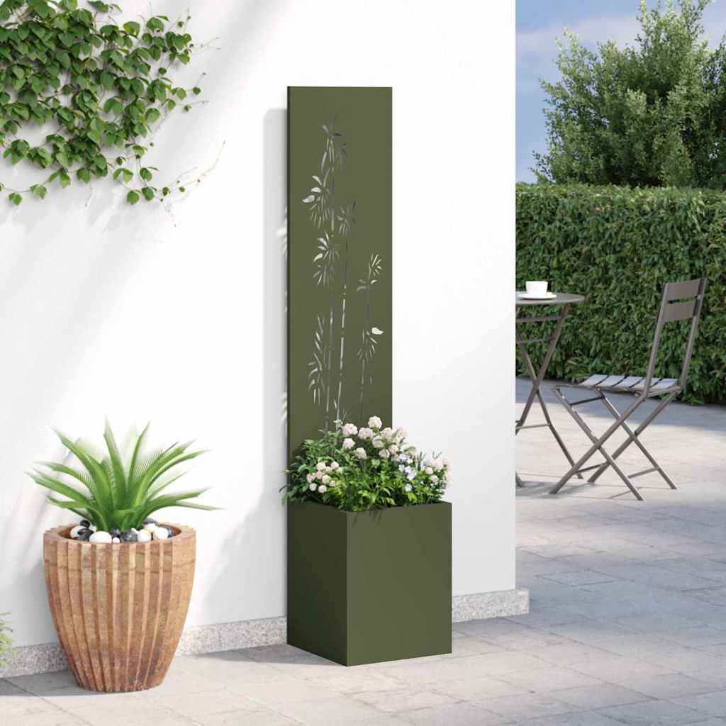 Jardinier avec Panneau Décoratif Vert olive 32 x 140 cm - XIOS