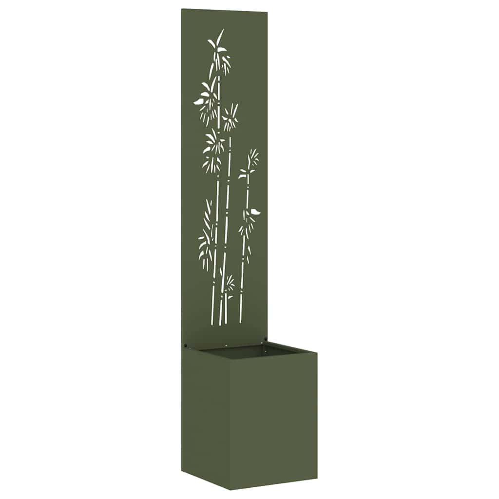 Jardinier avec Panneau Décoratif Vert olive 32 x 140 cm - XIOS