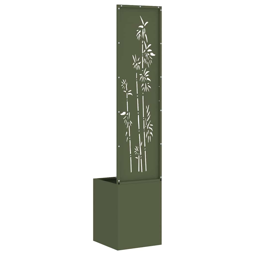 Jardinier avec Panneau Décoratif Vert olive 32 x 140 cm - XIOS