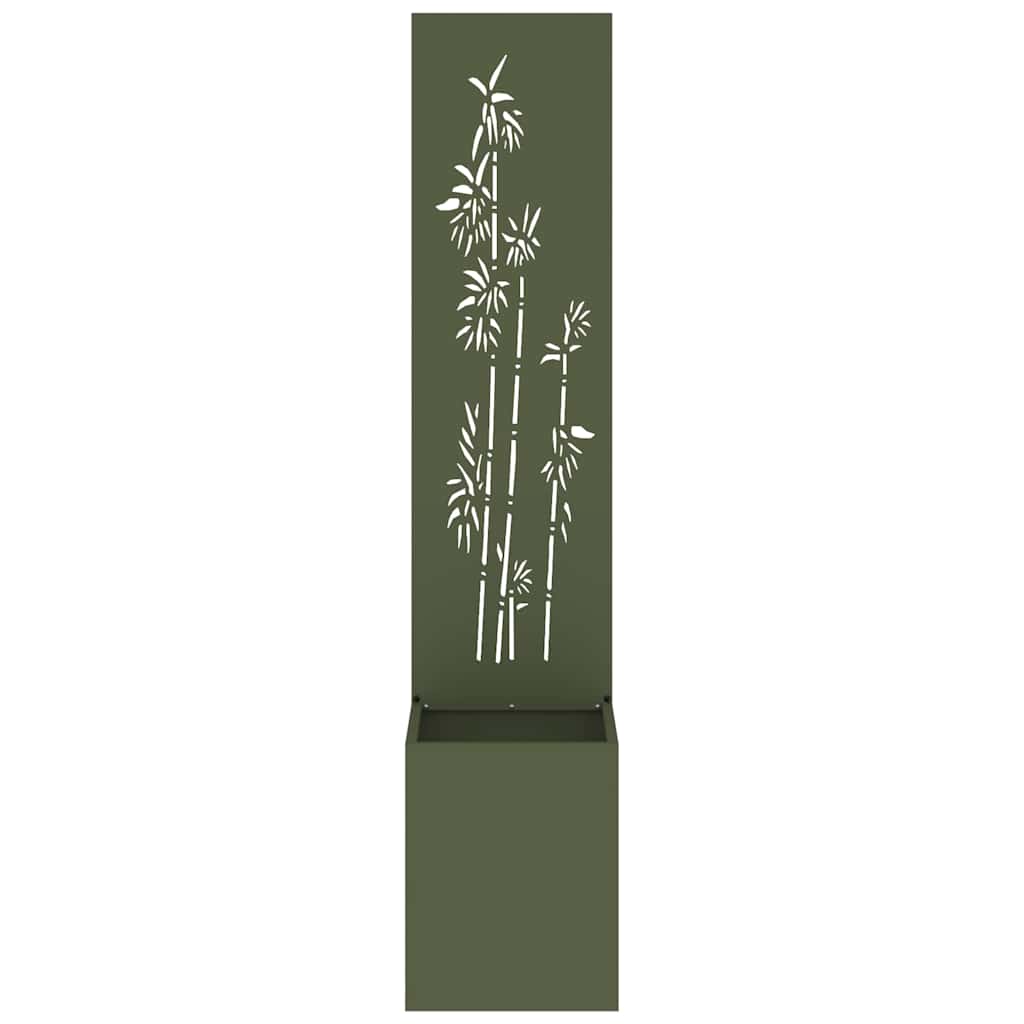 Jardinier avec Panneau Décoratif Vert olive 32 x 140 cm - XIOS
