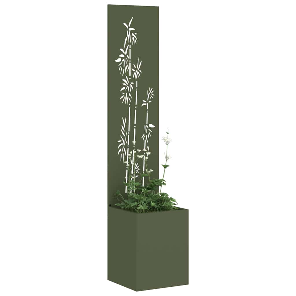 Jardinier avec Panneau Décoratif Vert olive 32 x 140 cm - XIOS